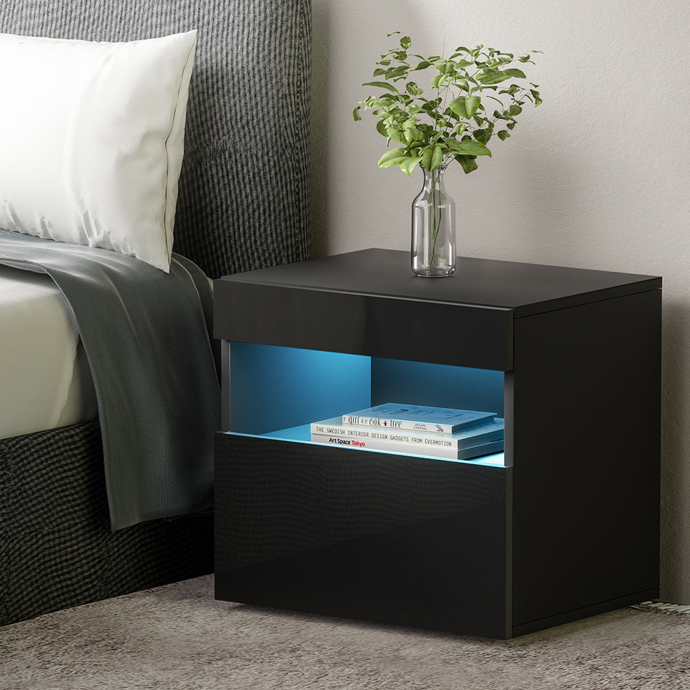 Marlook Bedside Table LED - HERES Black