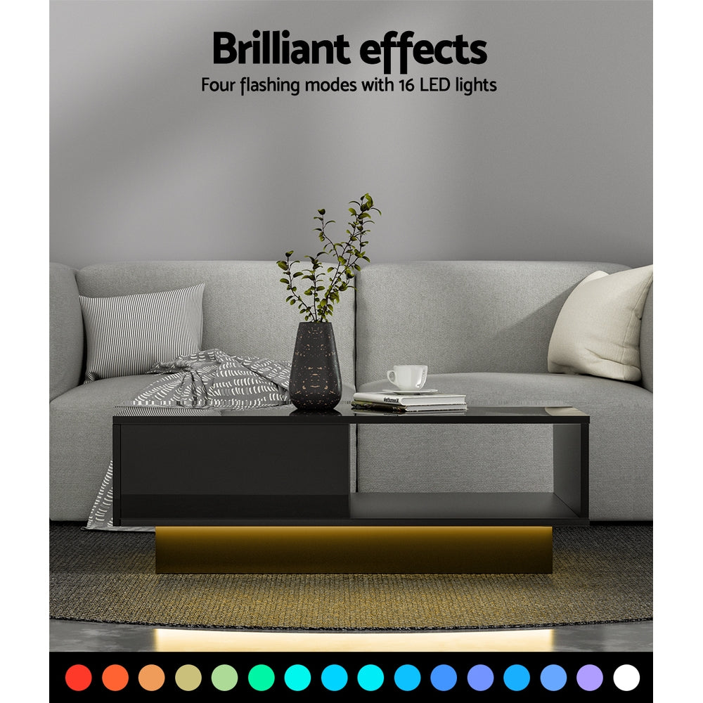 Marlook Coffee Table Led Lights Black