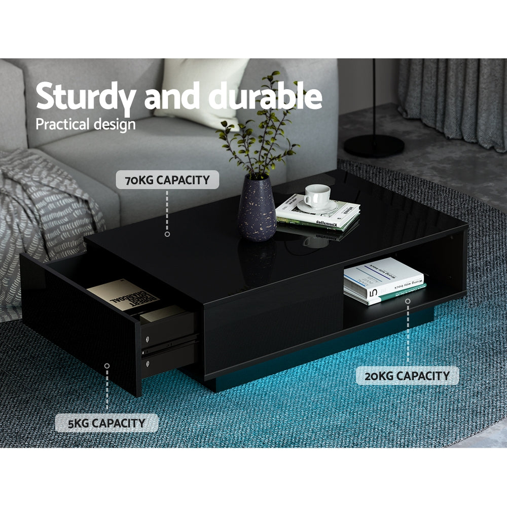 Marlook Coffee Table Led Lights Black