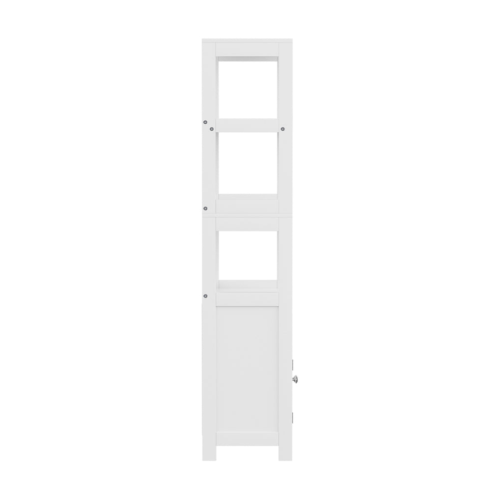 Marlook Bathroom Floor Storage Cabinet with 2 Drawers 3 Open Shelves 2 Doors White