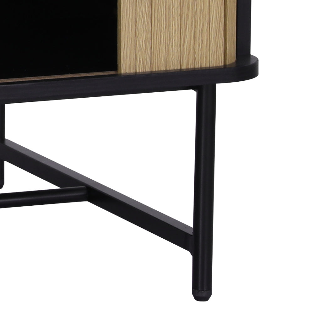 Marlook Coffee Table Sliding Drawer Door Black Boris