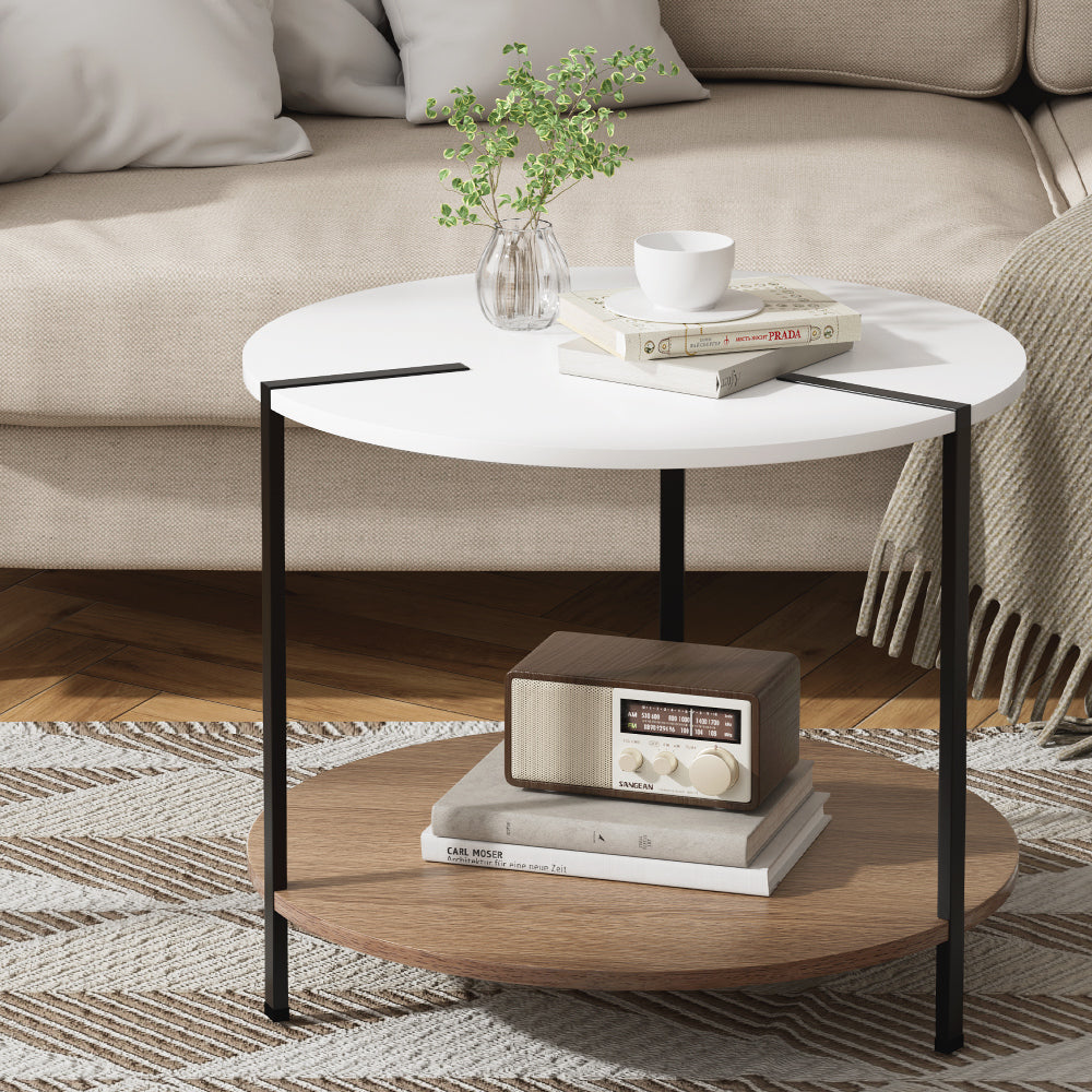 Marlook Coffee Table Side Table Round White Cedric