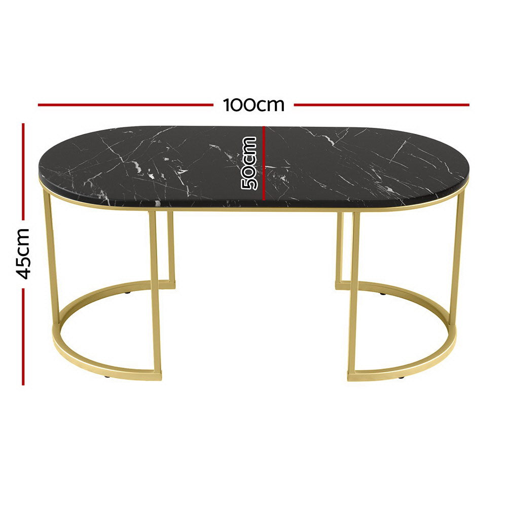 Marlook Coffee Table Marble Effect Black