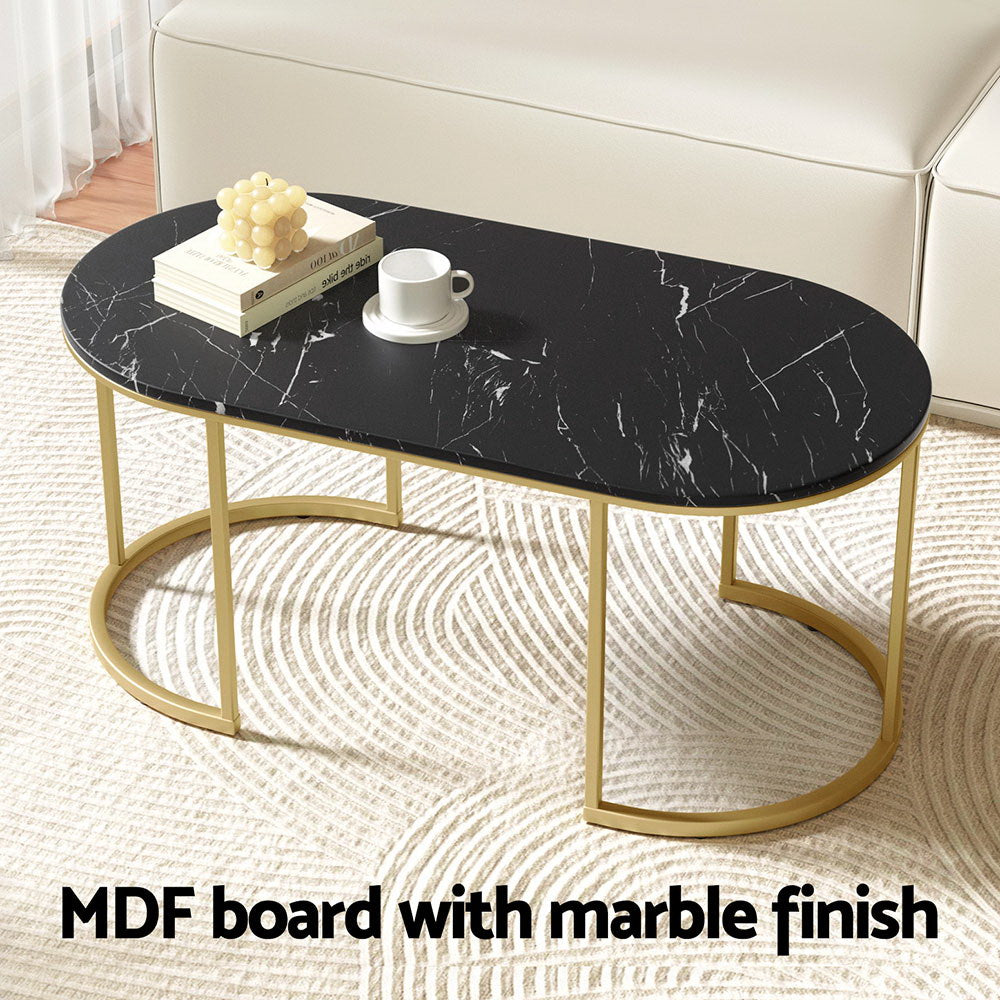 Marlook Coffee Table Marble Effect Black