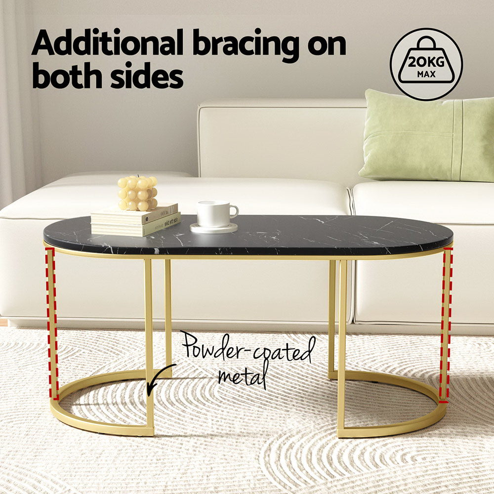 Marlook Coffee Table Marble Effect Black
