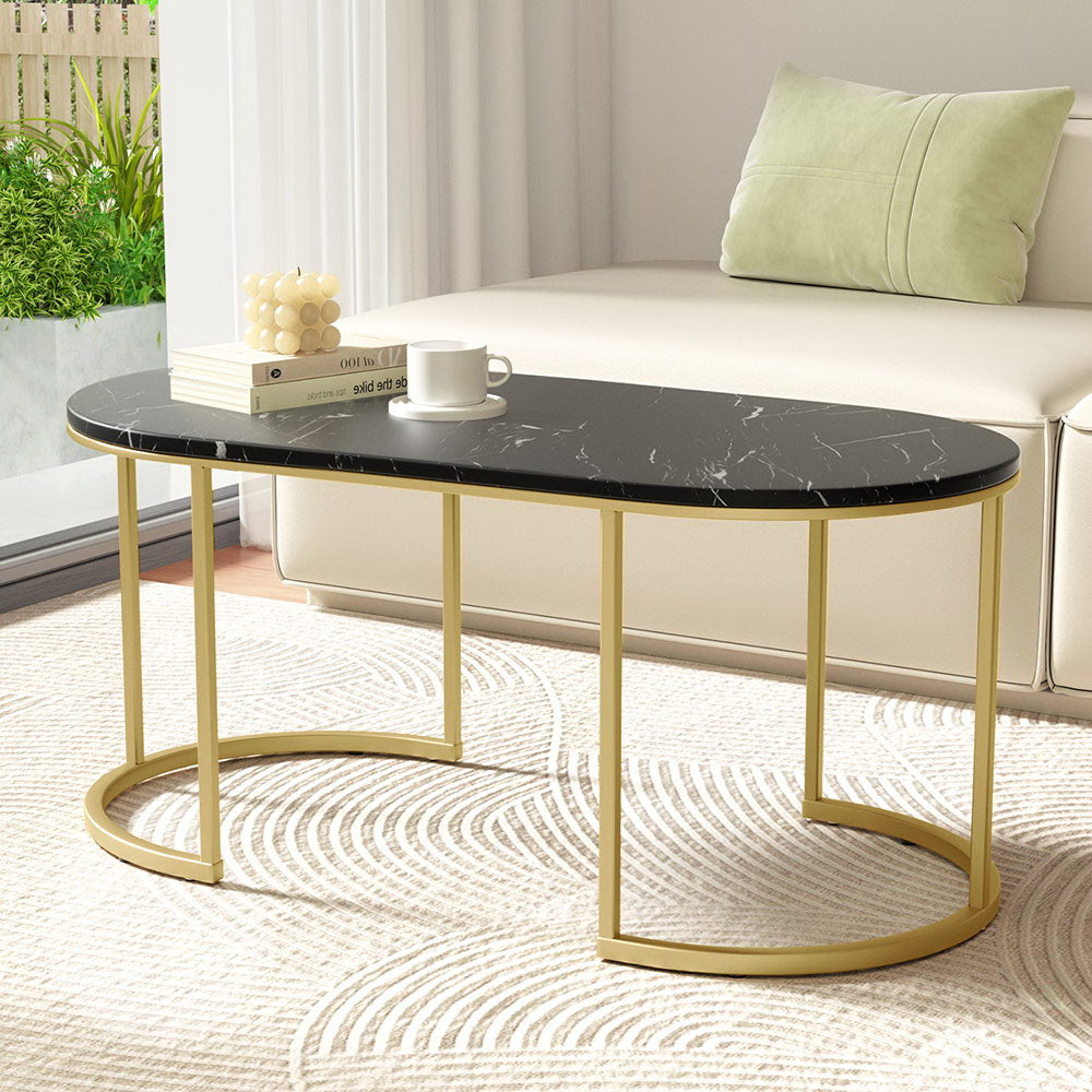 Marlook Coffee Table Marble Effect Black