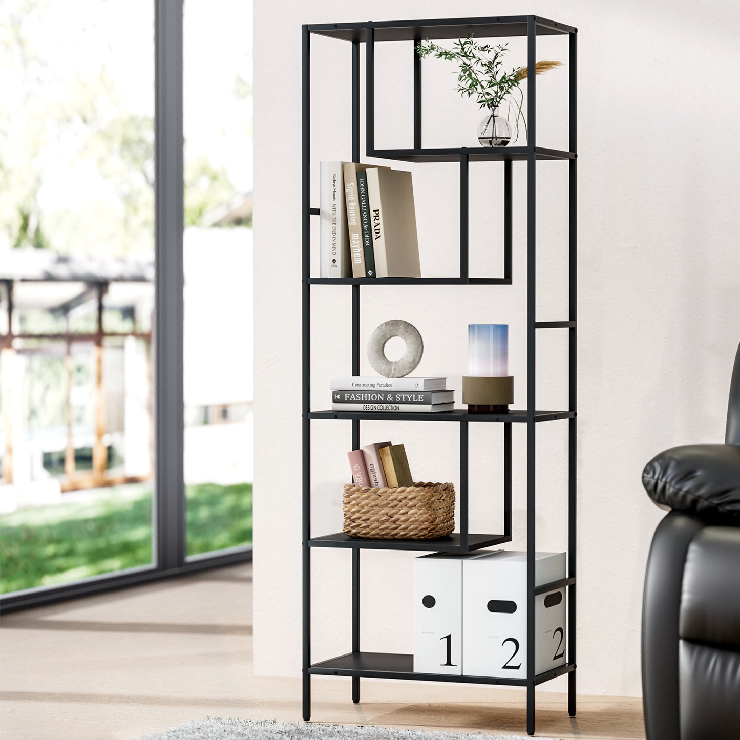 Marlook Bookshelf 5 Tiers RHYS Black