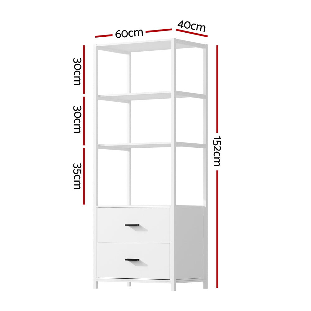 Marlook Bookshelf Display Shelf 2 Drawers 152CM White