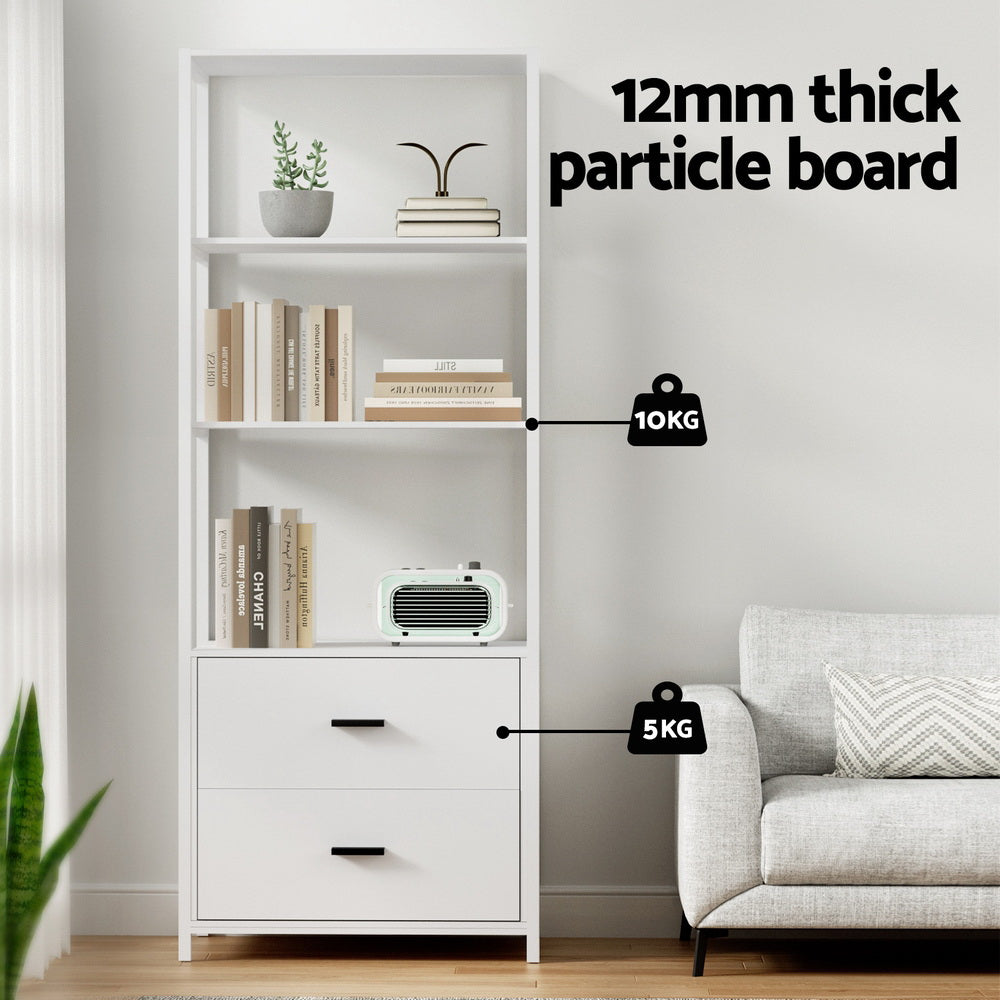 Marlook Bookshelf Display Shelf 2 Drawers 152CM White