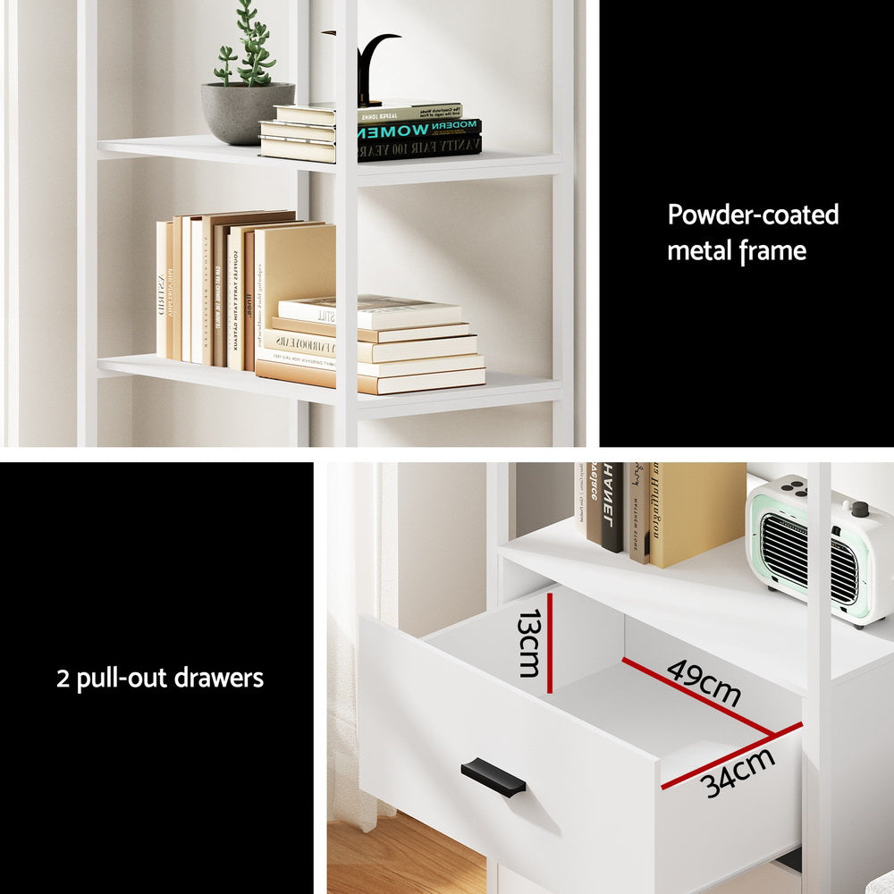 Marlook Bookshelf Display Shelf 2 Drawers 152CM White