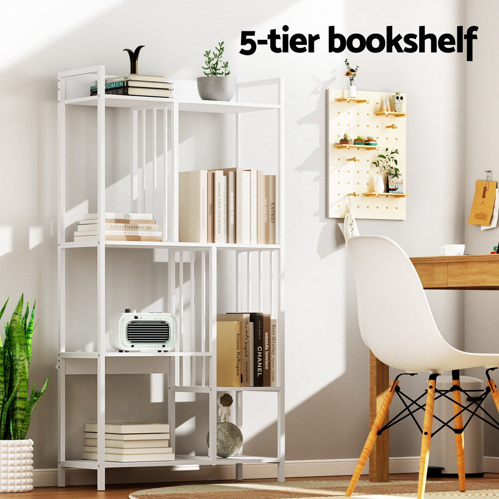 Marlook Bookshelf Display Shelves 5 Tiers 120cm White