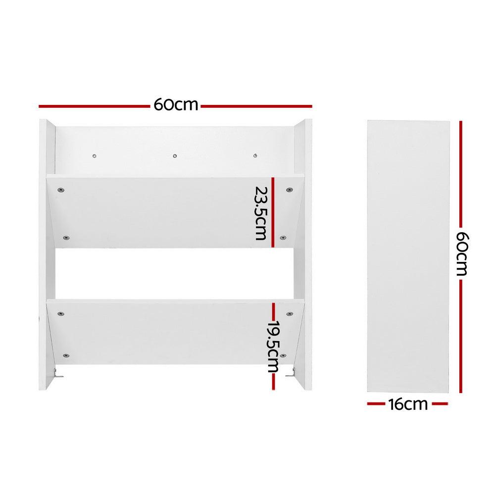 Marlook Shoe Rack 2-tier 12 Pairs Wall Mounted x2 - White