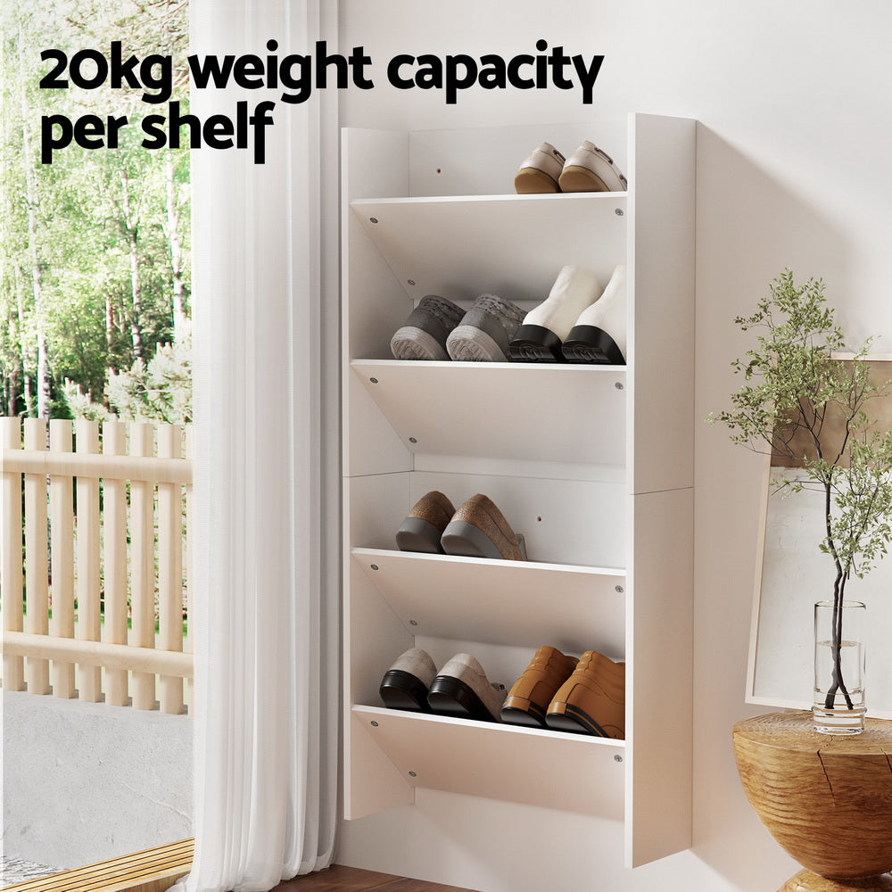 Marlook Shoe Rack 2-tier 12 Pairs Wall Mounted x2 - White
