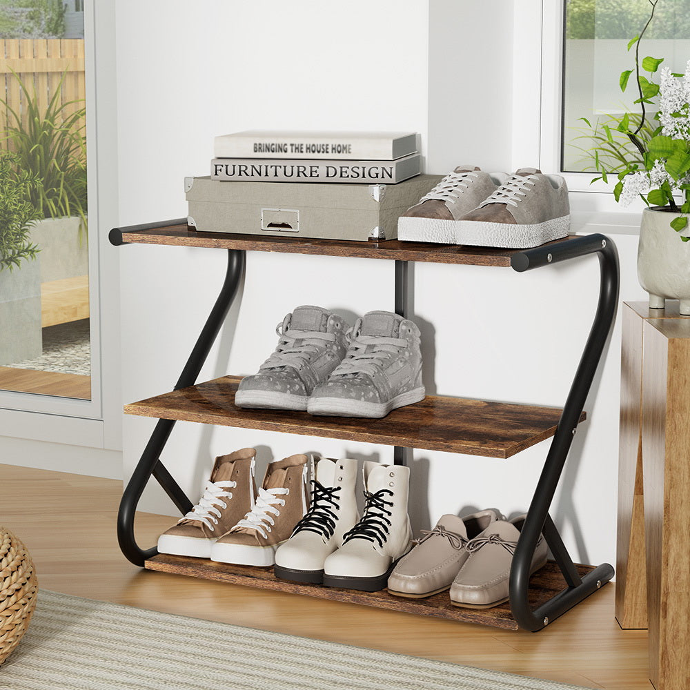 Marlook Shoe Rack Cabinet Shoe Storage Stand 3 Tiers Black