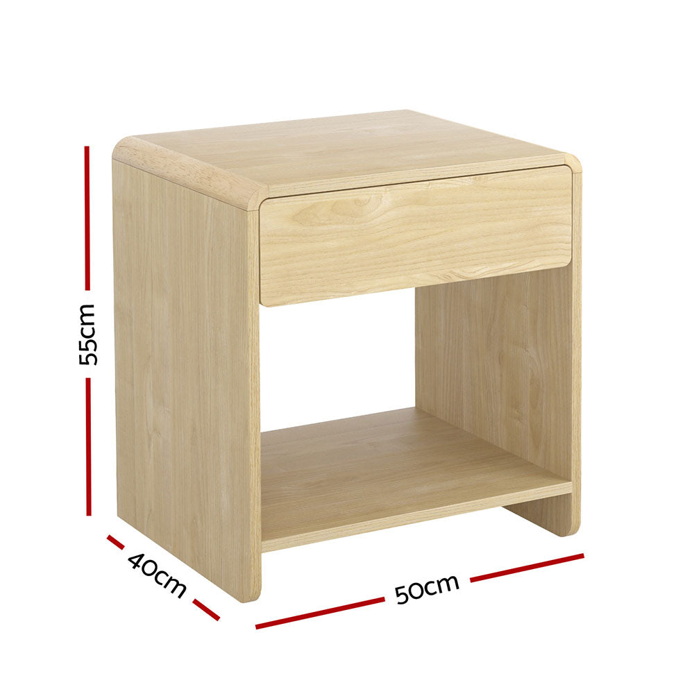 Marlook Bedside Table Drawer Open Shelf Pine