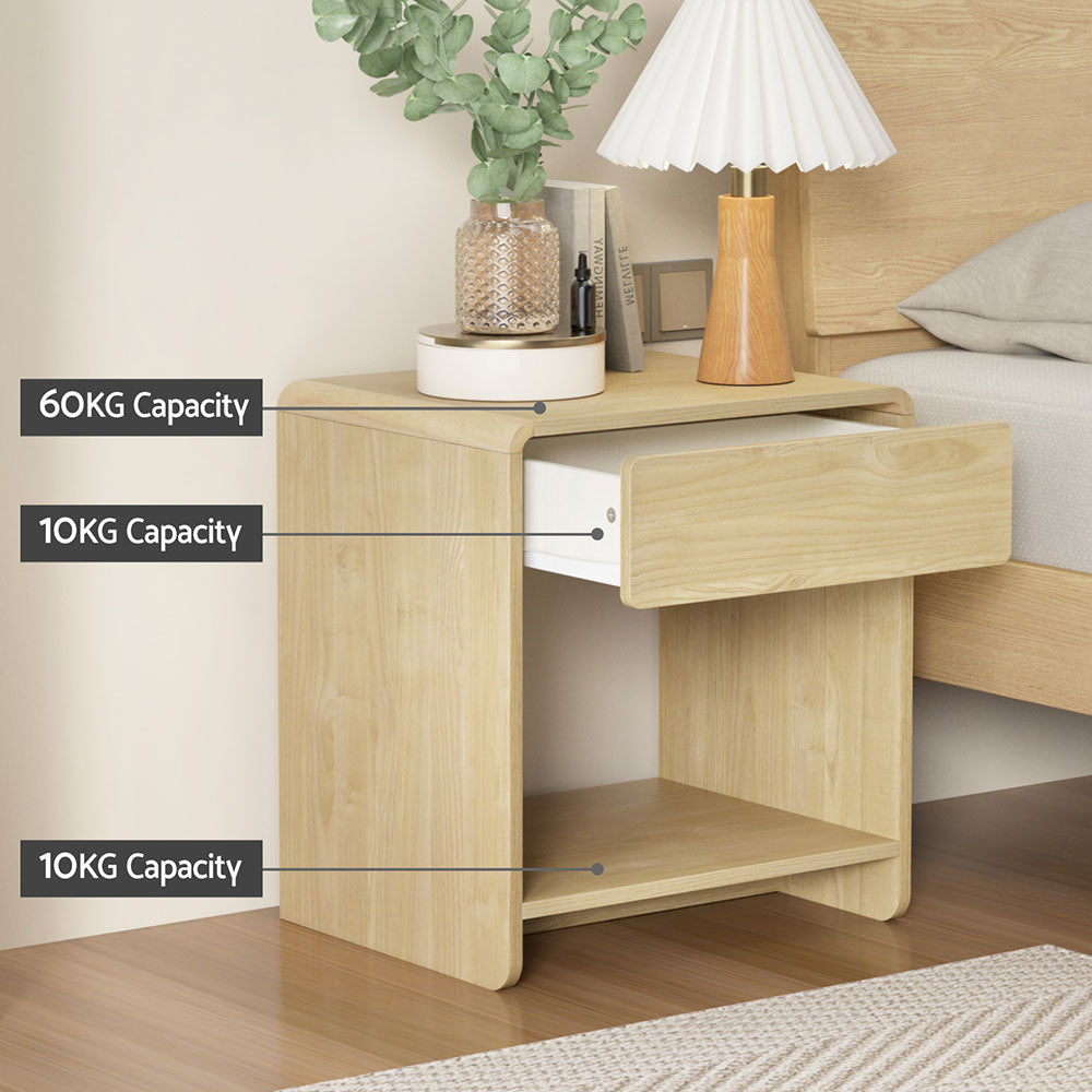 Marlook Bedside Table Drawer Open Shelf Pine