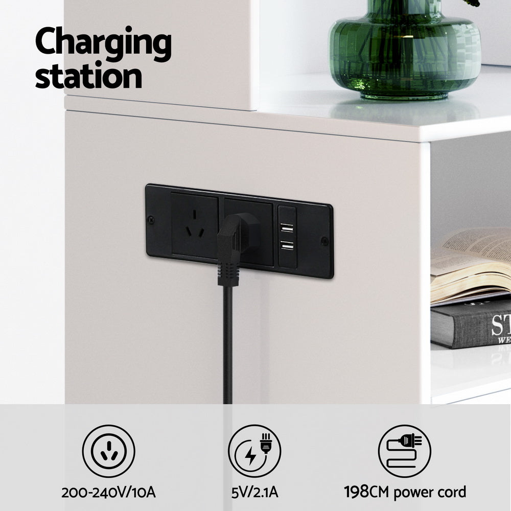 Marlook Bedside Table Nightstand Charging Station