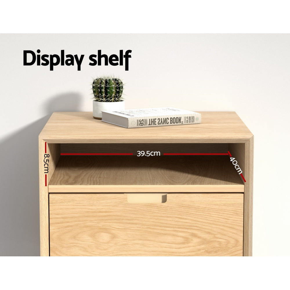 Marlook Bedside Table Drawers Side Table Shelf Storage Cabinet Nightstand GORR