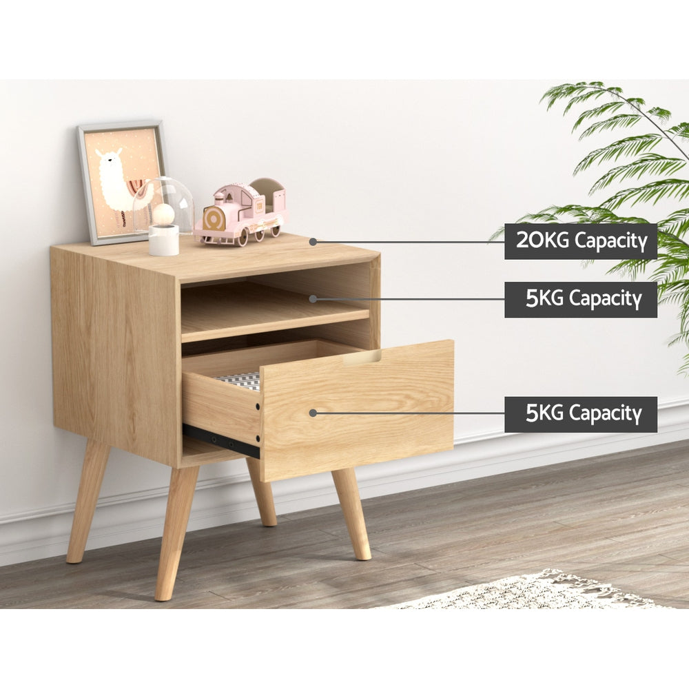Marlook Bedside Table Drawers Side Table Shelf Storage Cabinet Nightstand GORR