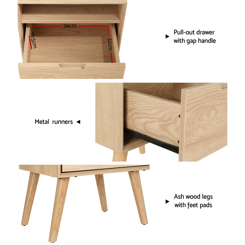 Marlook Bedside Table Drawers Side Table Shelf Storage Cabinet Nightstand GORR