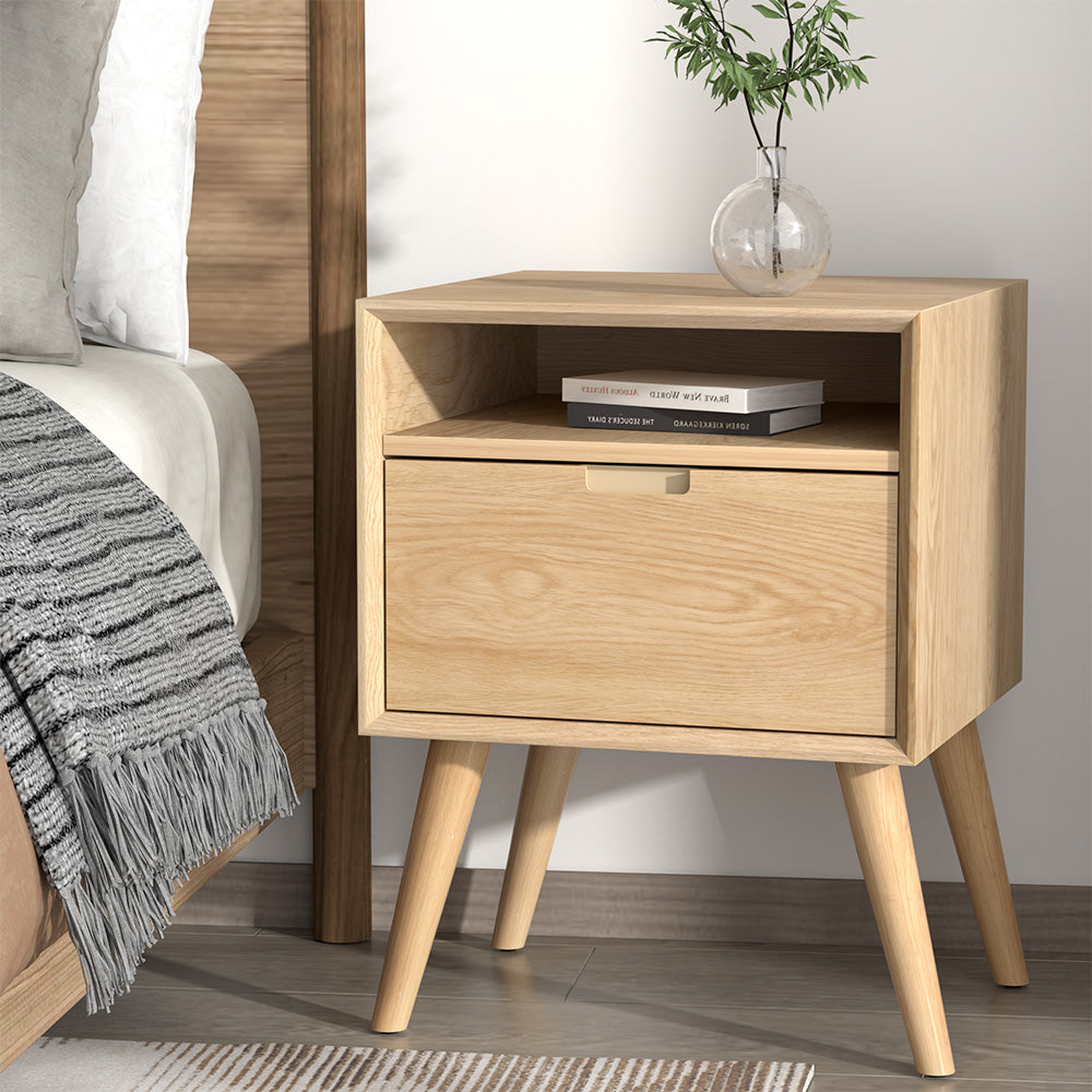 Marlook Bedside Table Drawers Side Table Shelf Storage Cabinet Nightstand GORR