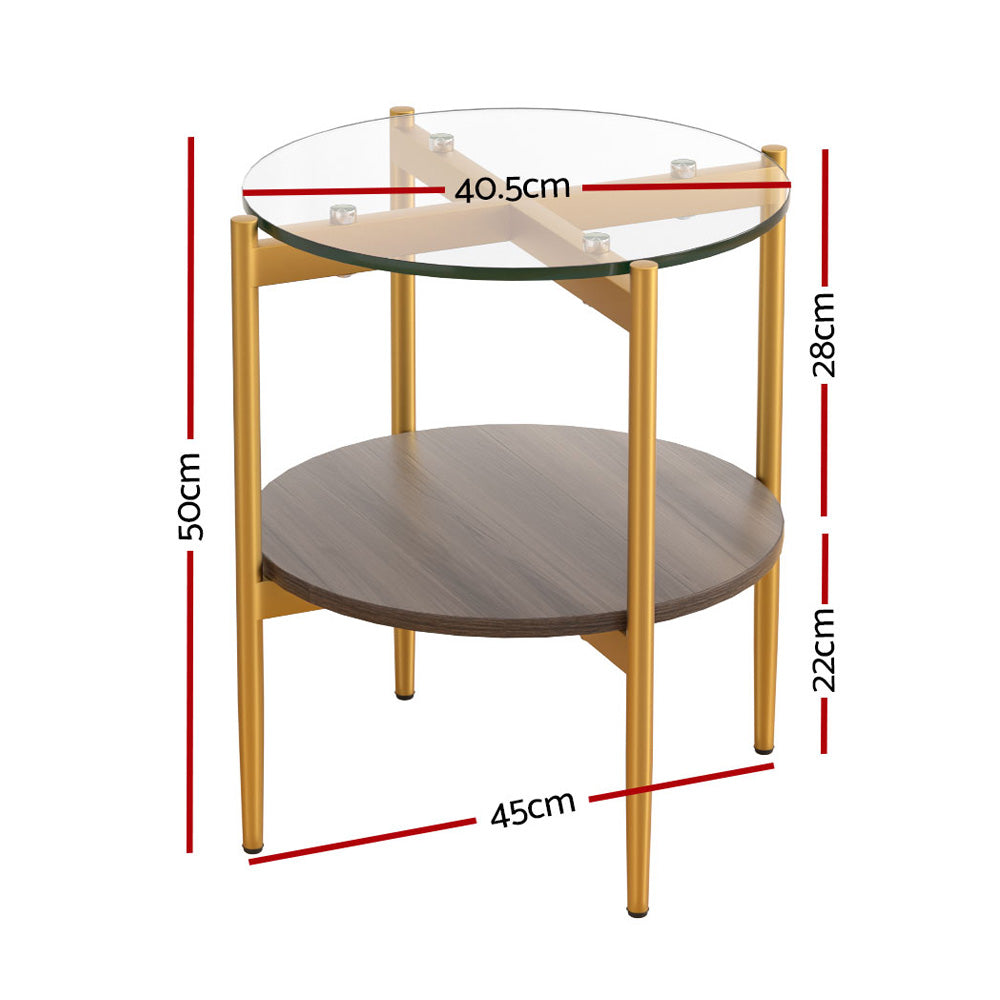 Marlook Coffee Table 45CM Round Tempered Glass Carol