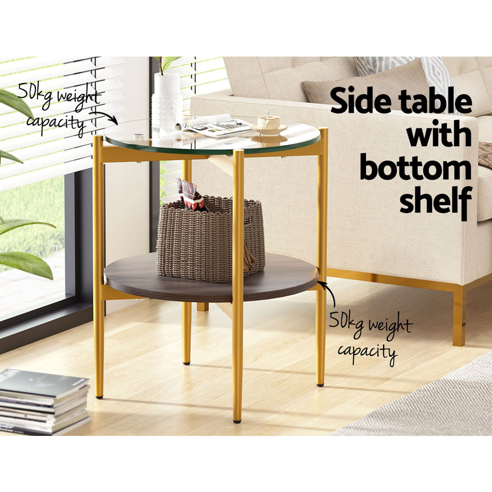 Marlook Coffee Table 45CM Round Tempered Glass Carol