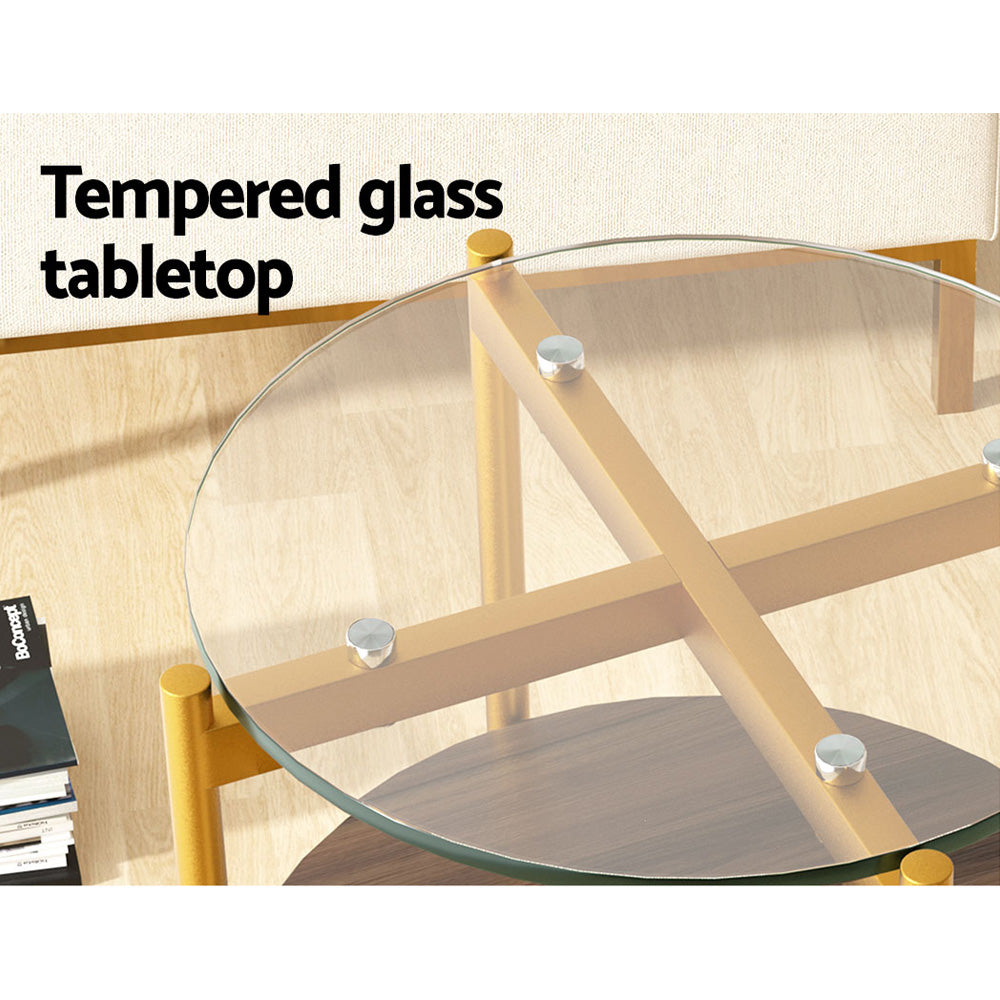 Marlook Coffee Table 45CM Round Tempered Glass Carol