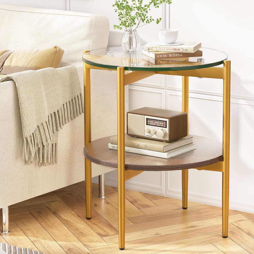 Marlook Coffee Table 45CM Round Tempered Glass Carol