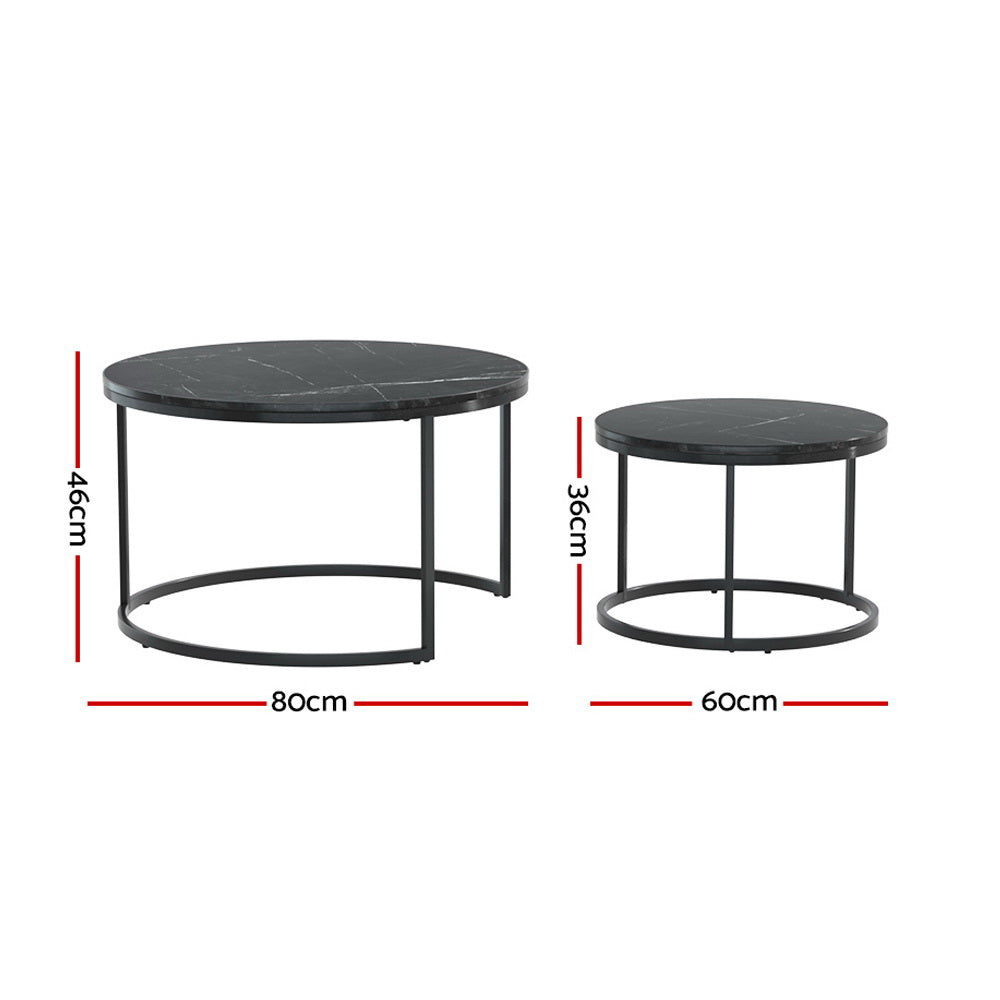 Marlook Nesting Coffee Table Set of 2 Marble Effect Tika