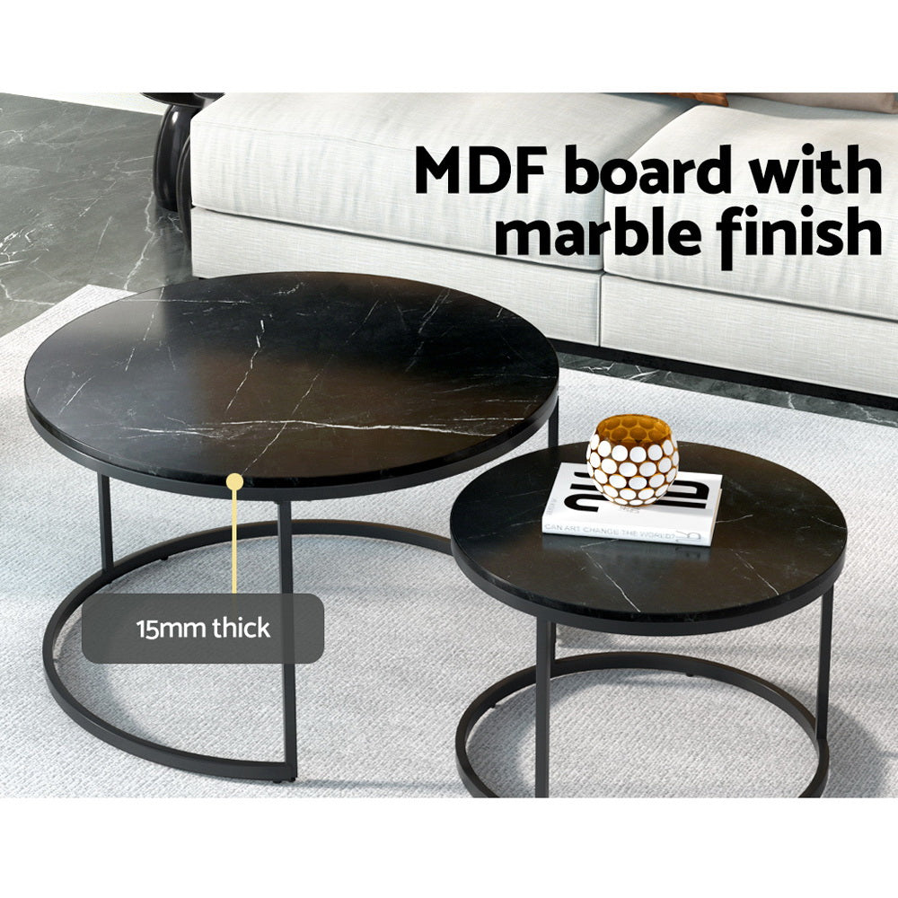 Marlook Nesting Coffee Table Set of 2 Marble Effect Tika