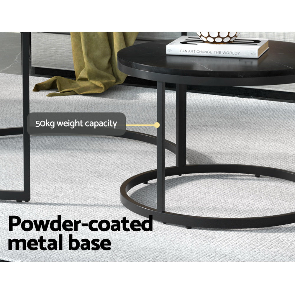 Marlook Nesting Coffee Table Set of 2 Marble Effect Tika