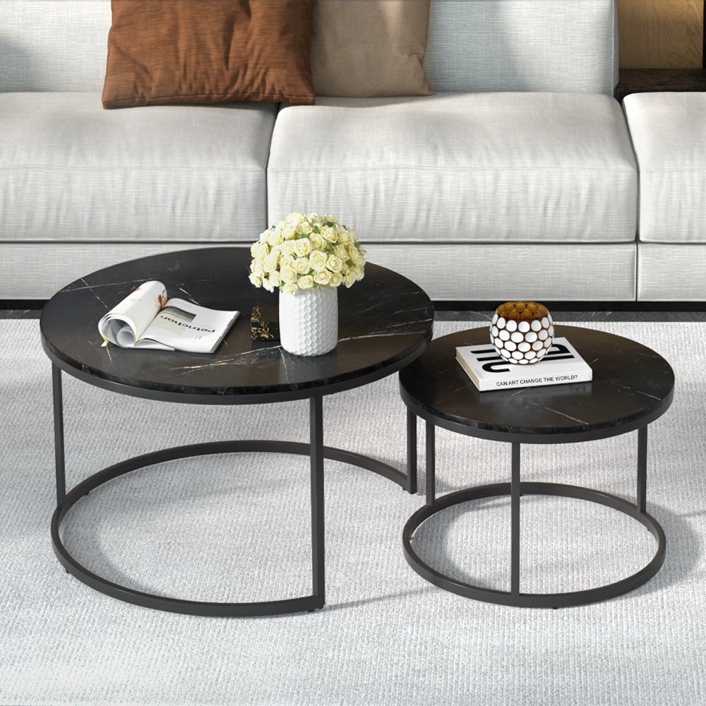 Marlook Nesting Coffee Table Set of 2 Marble Effect Tika
