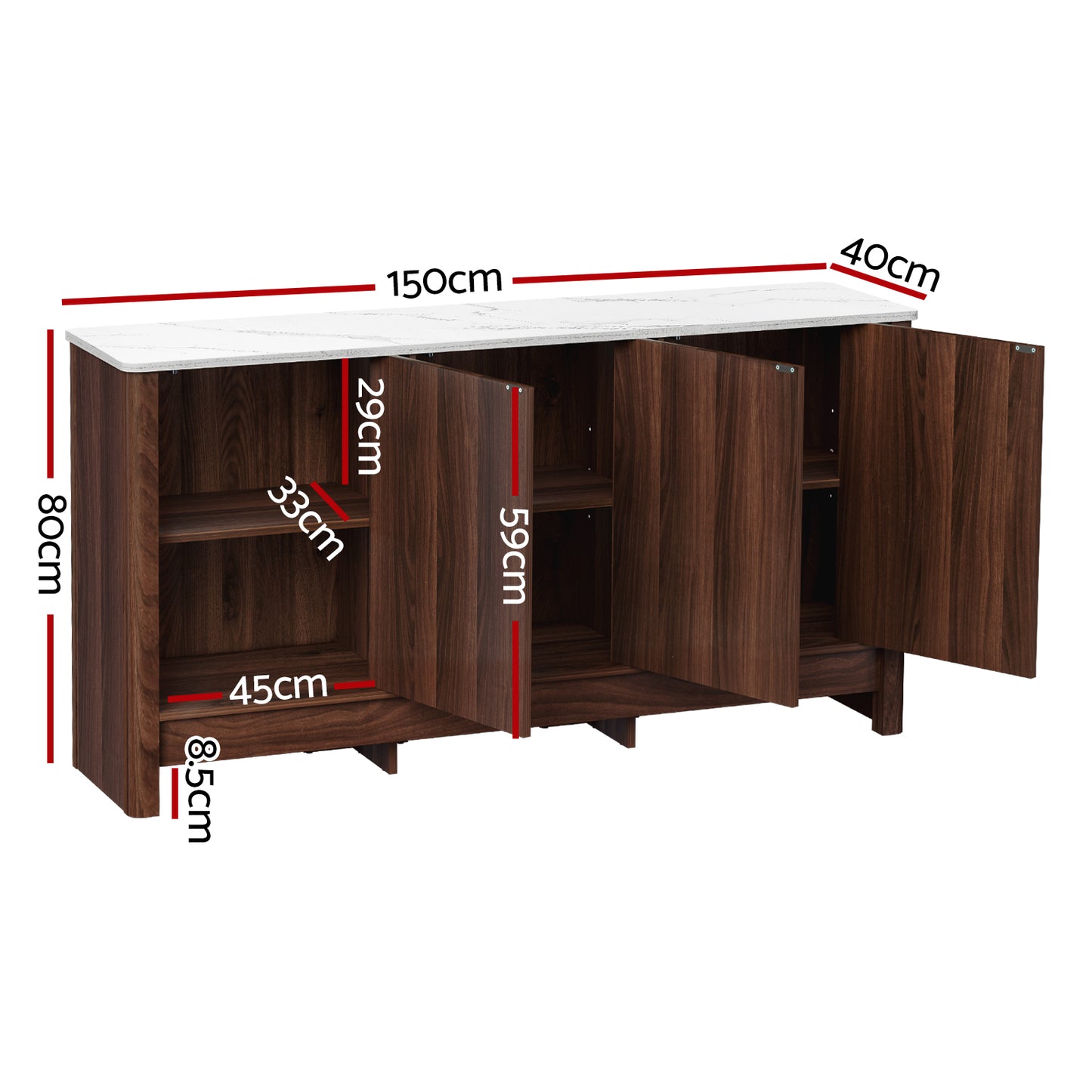 Marlook Buffet Sideboard Cabinet Marble Style Tabletop