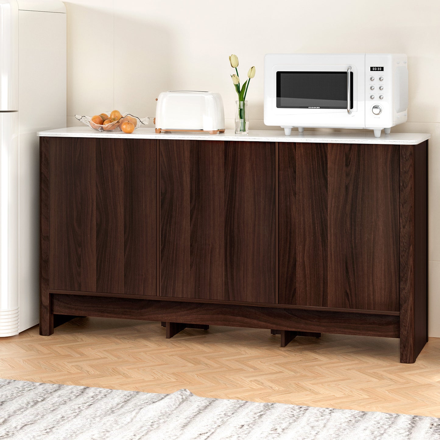 Marlook Buffet Sideboard Cabinet Marble Style Tabletop