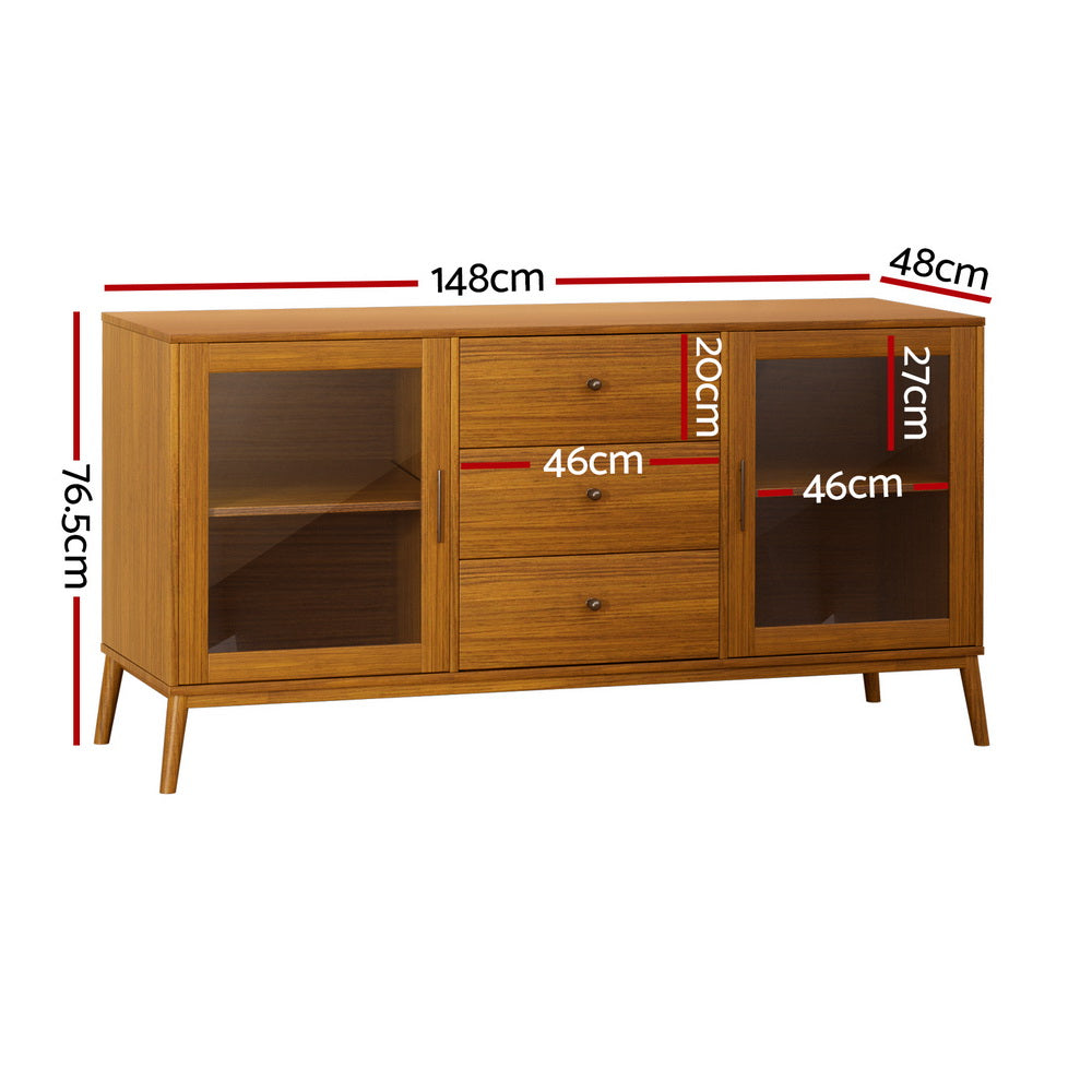 Marlook Buffet Sideboard Glass Doors - Oak