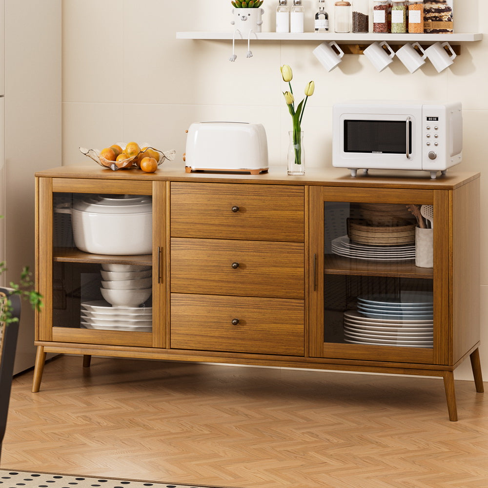 Marlook Buffet Sideboard Glass Doors - Oak