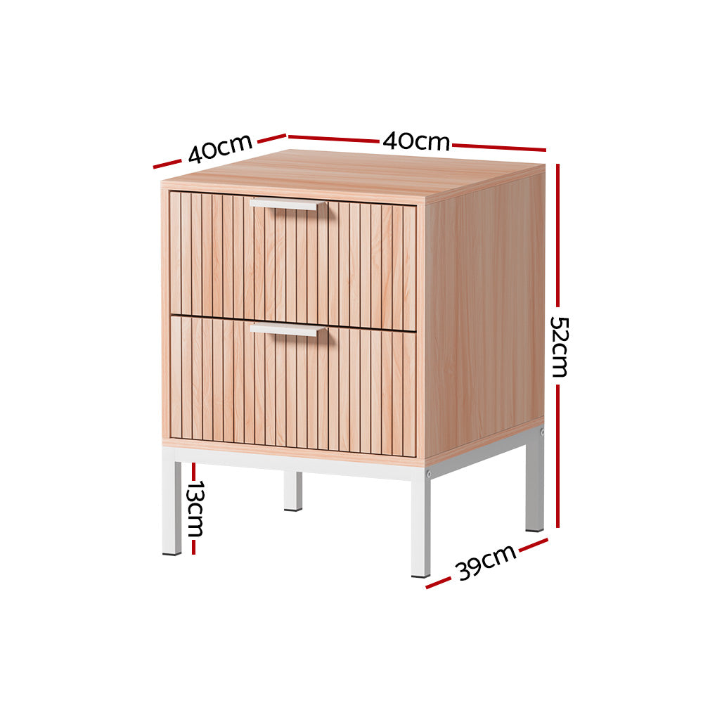 Marlook Bedside Table Drawers Side End Table Storage Cabinet Nightstand Pine LURA