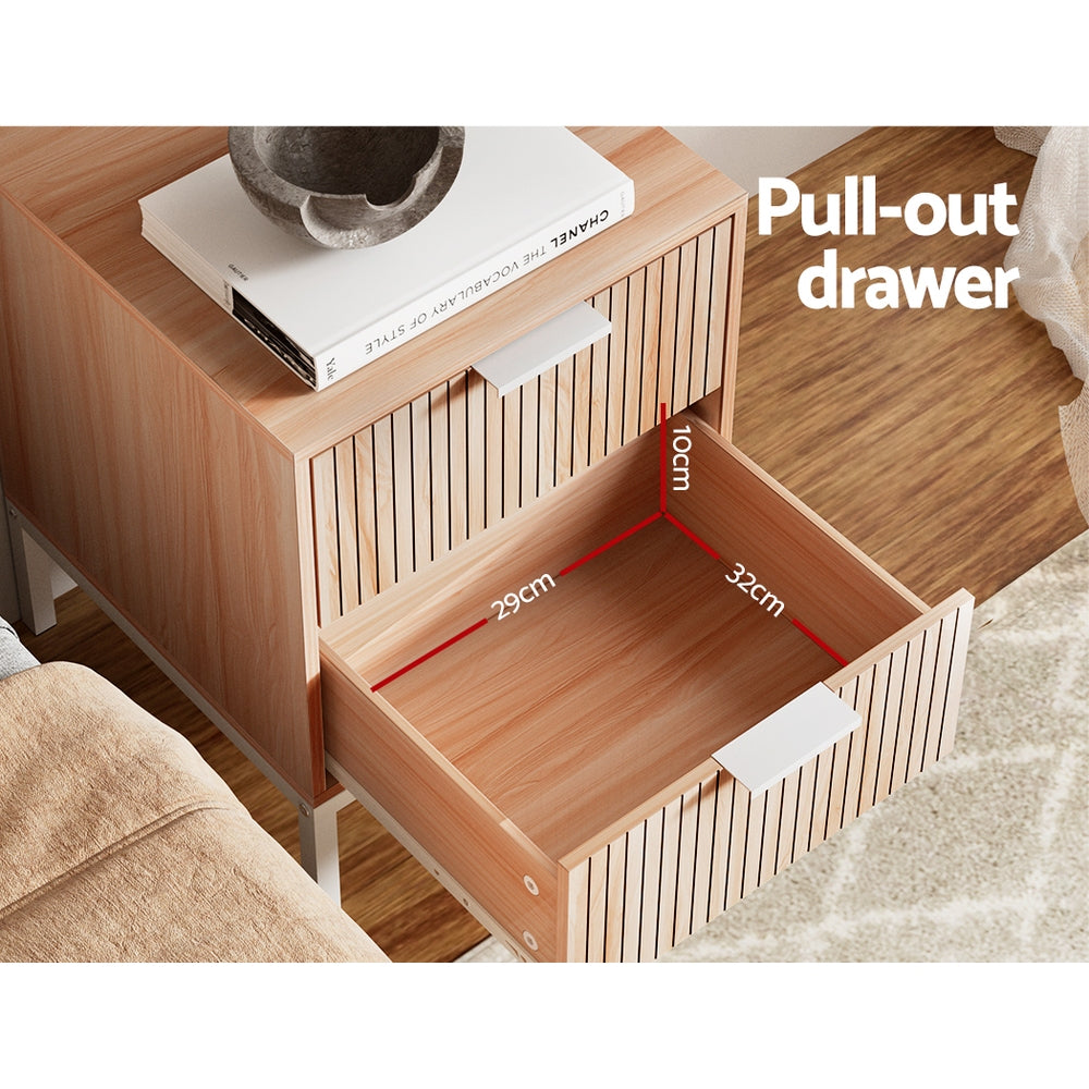 Marlook Bedside Table Drawers Side End Table Storage Cabinet Nightstand Pine LURA