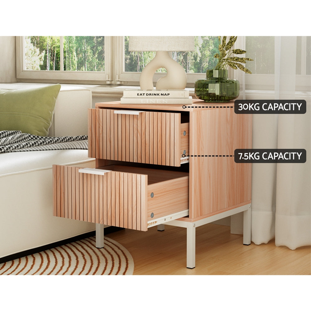 Marlook Bedside Table Drawers Side End Table Storage Cabinet Nightstand Pine LURA