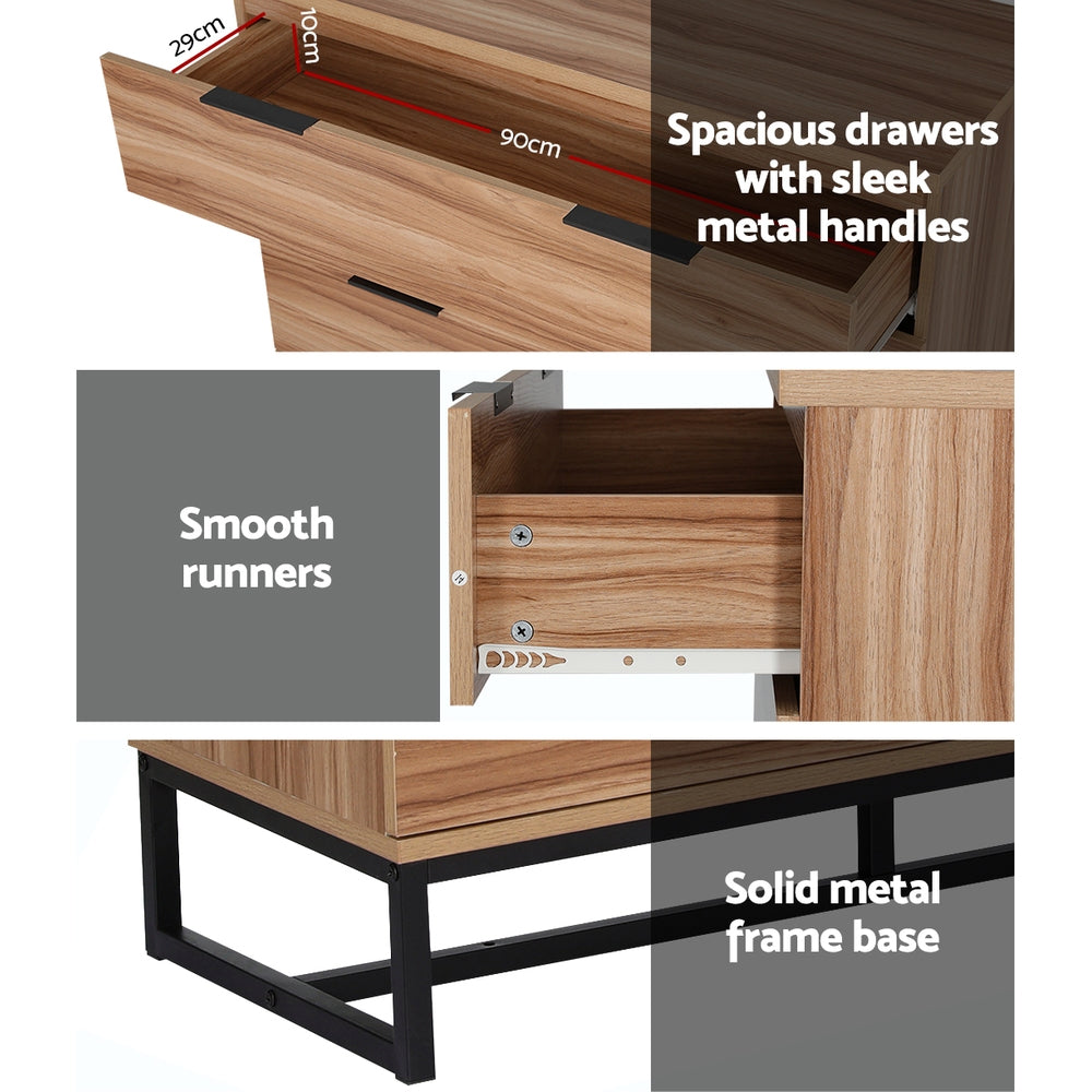 Marlook 4 Chest of Drawers Cabinet Dresser Table Tallboy Storage Bedroom Rust Oak