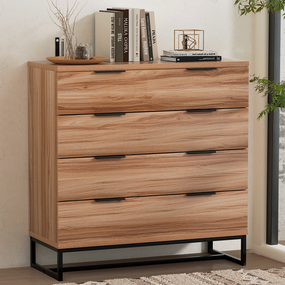 Marlook 4 Chest of Drawers Cabinet Dresser Table Tallboy Storage Bedroom Rust Oak
