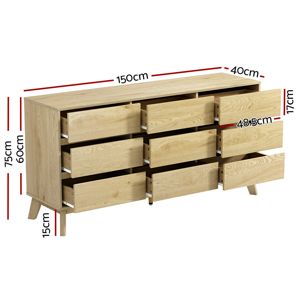 Marlook 9 Chest of Drawers Tallboy Cabinet - XAVI Pine