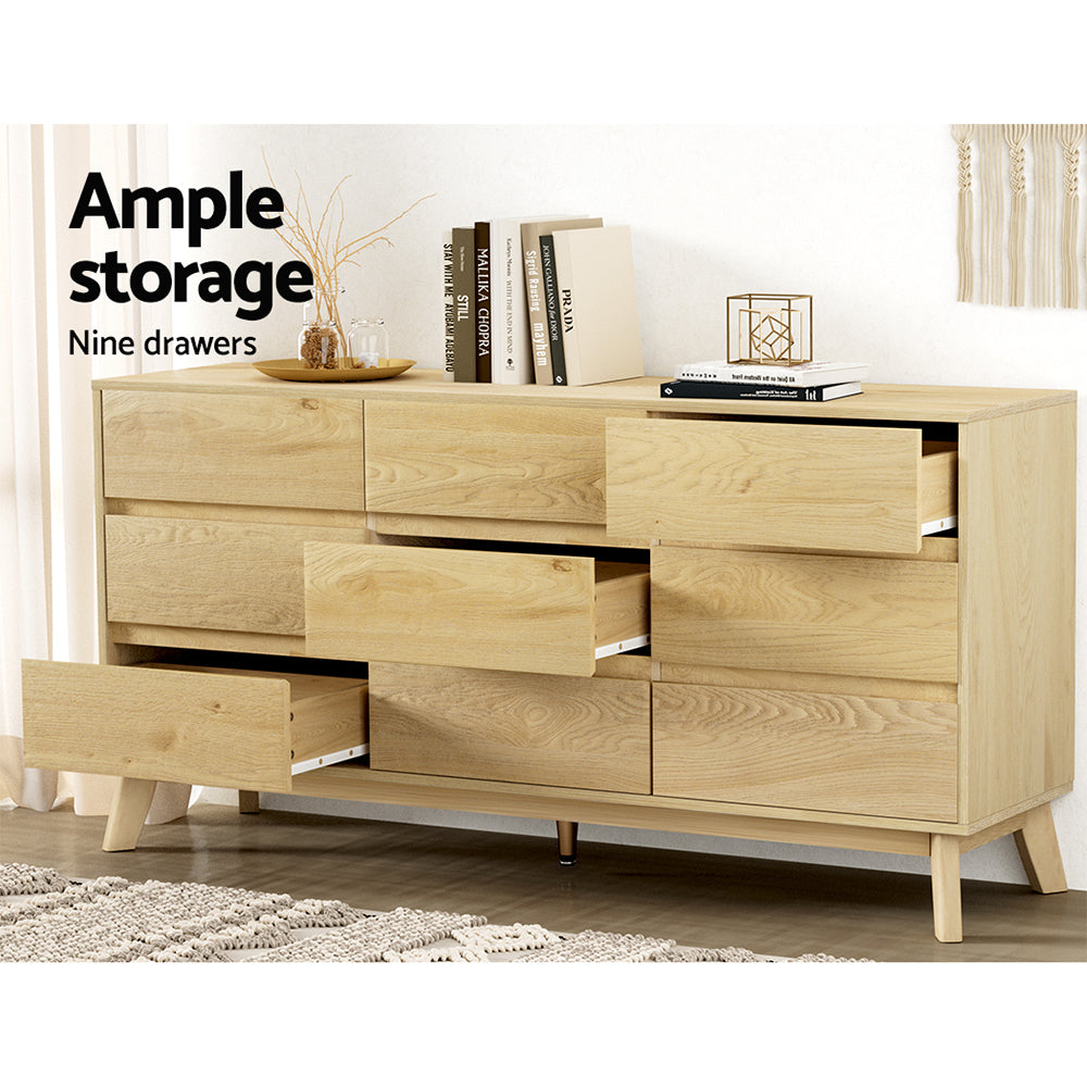 Marlook 9 Chest of Drawers Tallboy Cabinet - XAVI Pine