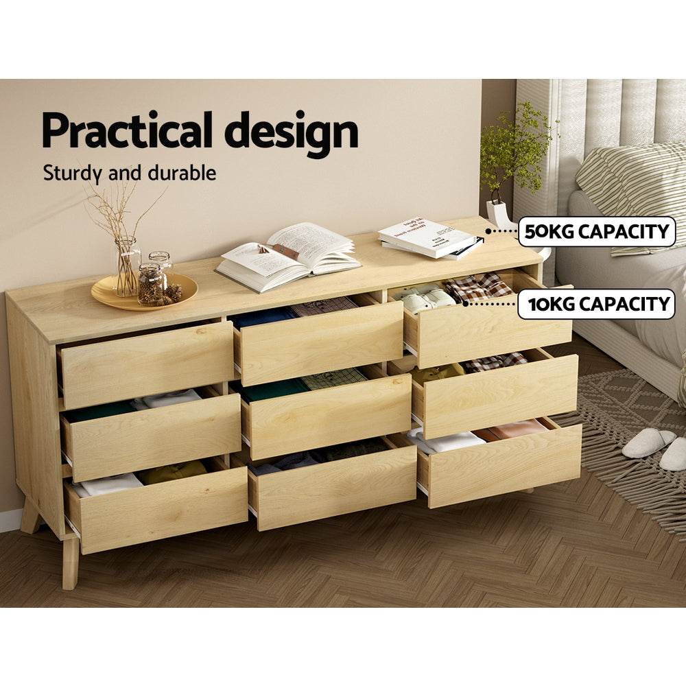 Marlook 9 Chest of Drawers Tallboy Cabinet - XAVI Pine