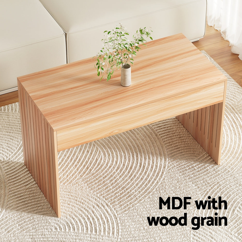 Marlook Coffee Table Rectangle Fluted Side 100CM
