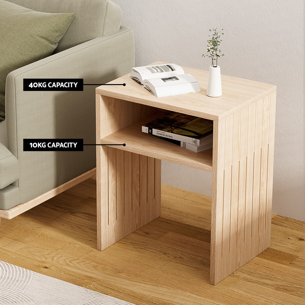 Marlook Coffee Table Storage Shelf Fluted Side Pine