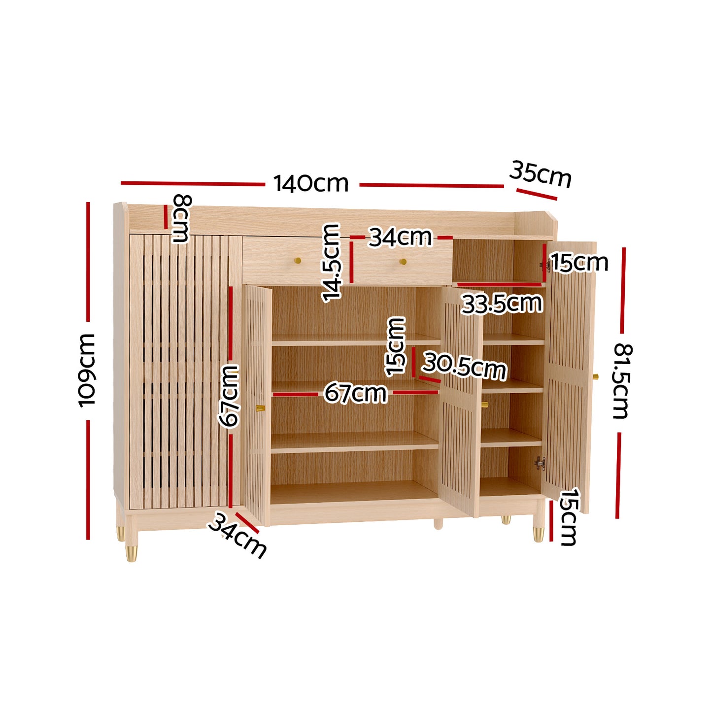 Marlook Shoe Rack Cabinet with Shelves 26 Pairs Pine