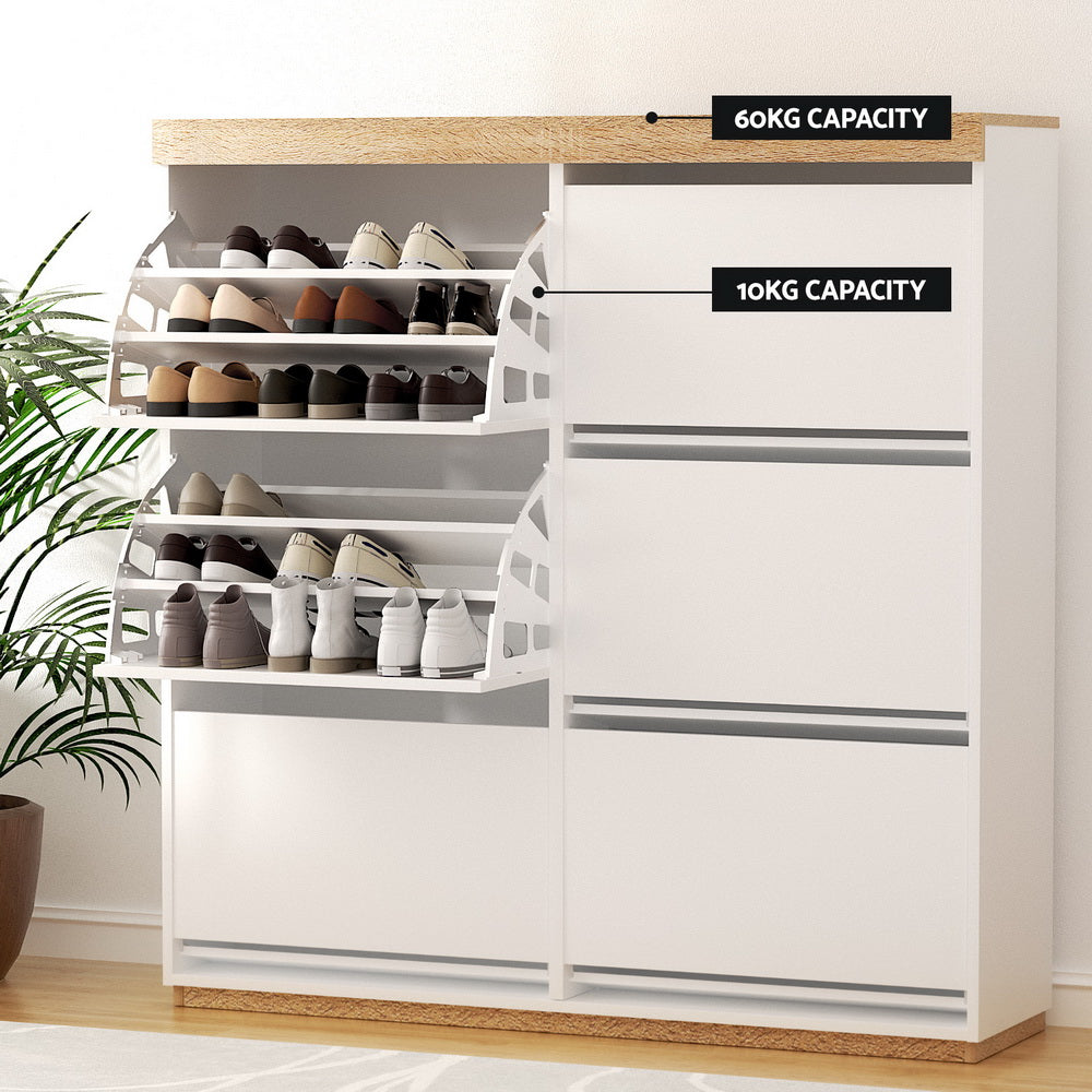 Marlook Shoe Rack Cabinet 3-Tier 45 Pairs White