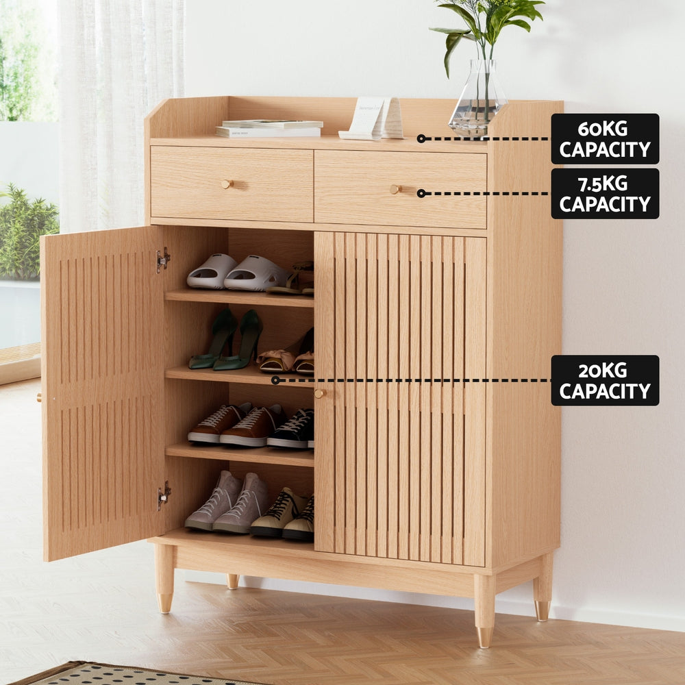 Marlook Shoe Rack Cabinet 4-Tier 16 Pairs Pine